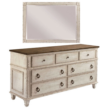 American Drew 2-Piece Southbury Drawer Dresser With Mirror Set