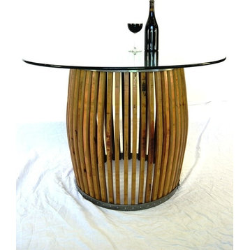 Wine Barrel Dining Table - Bauhinia - Made from retired CA wine barrels, 36"