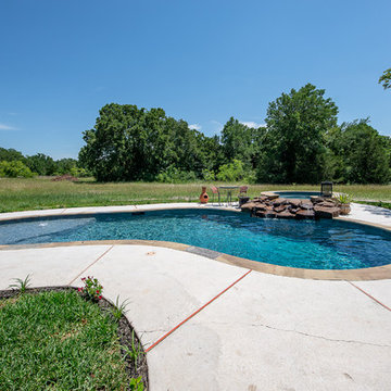 Freeform Pool with Spa and Rock Waterfall