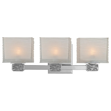 Hartsdale 3-Light Bath and Vanity-Light With Glass Shade, Polished Nickel