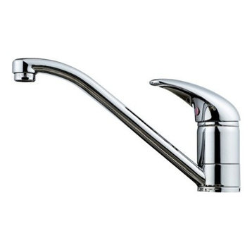 Single Lever Kitchen Sink Mixer Tap With Chrome Plated Finish, Traditional Style