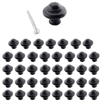 40 Cast Iron Cabinet Knobs Black Round 1-1/8" Dia. |