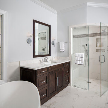 Master Bath with coffee bean stain on alder