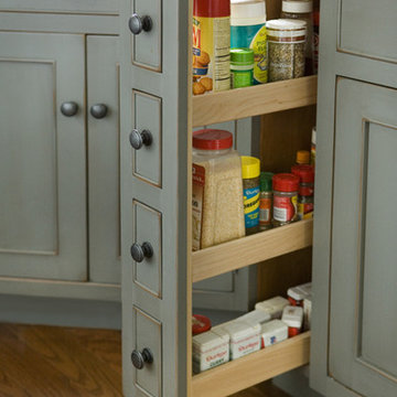 Gray painted kitchen pantry