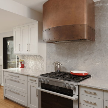 Gray and white transitional kitchen in Oakton, VA