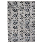Jaipur Living - Nikki Chu by Jaipur Living Inigo Ikat Dark Blue/Gray Area Rug 9'6"x13' - The Malilla by Nikki Chu showcases a glamorous, eye-catching sheen that boldly complements the globally inspired motifs. The captivating ikat design of the Inigo rug anchors a space with patterned panache, while the neutral colors of dark blue, gray, ivory, and silver offers a grounding tone to any style decor. This power-loomed rug features metallic polyester fibers blended with stain-resistant polypropylene for a brilliant luster from various perspectives.