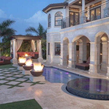 Florida Residence Waterline, Spa, and Fountain Glass Tile