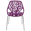 Leisuremod Asbury Plastic Dining Chair With Chromed Legs, Set of 2, Purple