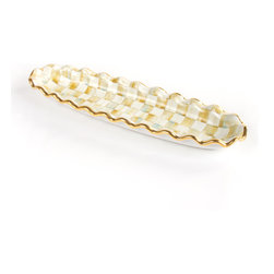 Parchment Check Hors d'oeuvre Tray | MacKenzie-Childs - Serving Dishes And Platters
