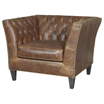 Duncan Tufted Chestnut Leather Accent Chair