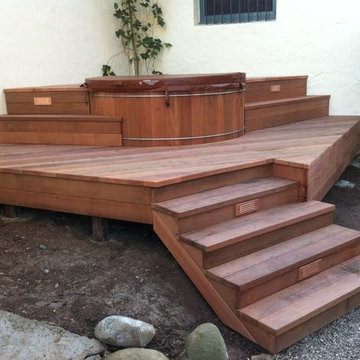 Wooden hot tub installations