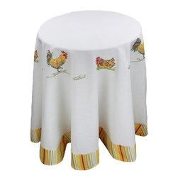 Xia Home Fashions - Hens&Chicks 72" Round Tablecloth - Tablecloths