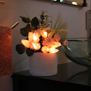 Spring Tulips - Light Pink in White Ceramic Vase