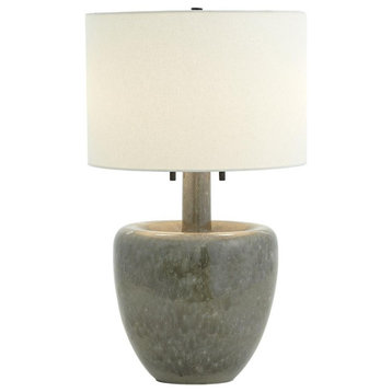 Reactive Glaze Green Gray Table Lamp 29 in Pull Chain 2 Light Ceramic Classic