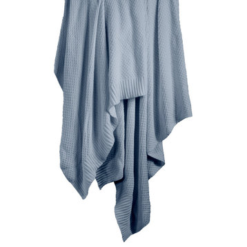 Cotton Knit Blanket, Full/Queen, Light Blue, 1 Piece