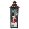 15" Red and Green Snowman Christmas Lantern