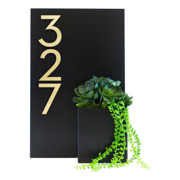 Curb Appeal House Number Plaque, 12"Wx20"H, Black, With Numbers