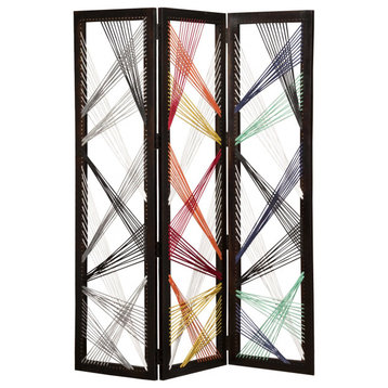 HomeRoots 61" x 1.5" x 72" Multicolor Fabric And Wood Traverse Screen