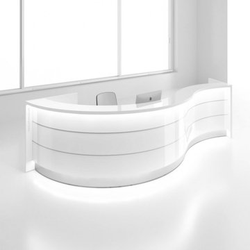 Valde Curved Reception Desk, White by MDD Furniture