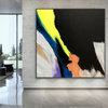 Strong 60x60 IN Black neon modern Art Large Abstract Painting White Minimal Art