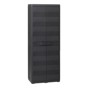 vidaXL Garden Storage Cabinet with 3 Shelves Black 25.6"x15"x67.3" Locker