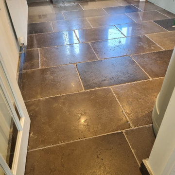 Polishing a Limestone Hallway Floor in Ainsdale
