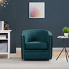 Chios Button Tufted Swivel Chair, Peacock Blue Velvet