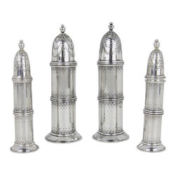 Marie Zimmermann Solid Silver Islamic Salt and Pepper Set in Minaret Shape - Salt And Pepper Shakers And Mills
