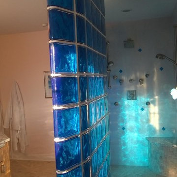 Colored and Curved Glass Block Shower Middleton Wisconsin