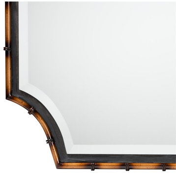 Baxton Studio Lieven Two-Tone Light Brown and Black Metal Accent Wall Mirror