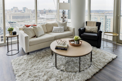 Example of a trendy living room design in Philadelphia