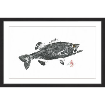 "Large Mouth Bass" Framed Painting Print, 18"x12"