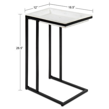Lockridge Wood and Metal C-Table, White