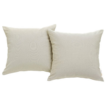Convene Two Piece Outdoor Patio Pillow Set, Beige