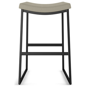 Amisco David Counter and Bar Stool, Greige Faux Leather / Black Metal, Bar Height