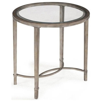 Beaumont Lane Antique Metal End Table in Antique Silver with Gold Tint