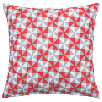 Checkered Red And Gray Throw Pillow Cover, 20"x20"