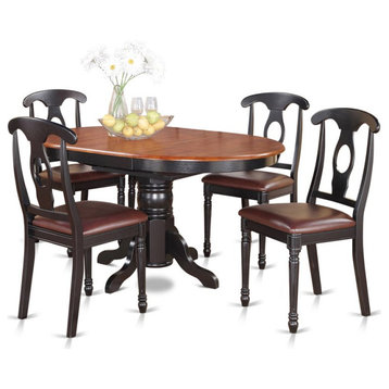 East West Furniture Kenley 5-piece Dining Set with Oval Table in Black/Cherry