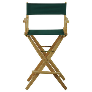 Wide 30" Directors Chair Natural Frame, Hunter Green Cover