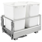 Rev-A-Shelf - Aluminum Pull Out Trash Container With Soft Open/Close, 14.5", 35 qt./8.75 gal - Looking for a sturdy, attractive pull out waste container that is perfect for any kitchen, look no further than this American made product. This fully assembled aluminum construction frame will not only close softly, but it will also assist you when opening your unit with its patented slide and dampener system.   All of the 5149 series also includes a 4-way adjustable door mount bracket that will finish off your installation by attaching your own cabinet door for easy operation. Available in various colors, widths and heights.