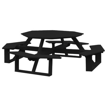 Poly Lumber Octagon Walk-in Table, Black, With Umbrella Hole