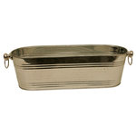 WaldImports - Oval Metal Waterproof Beverage Container, Size: 21" X 8" X 6.5" - This 21" x 7.25" x 6" metal oval container with its polished silver hammered metal finishand double handles for convenient toting is the perfect size. Whether it's time for the birthday party, the barbecue, or the big game, cold beverages are a necessary part of the celebration. Or fill the tub with kitchen and outdoor cooking wares and create the perfect housewarming gift. It will always be a reminder of your thoughtfulness.