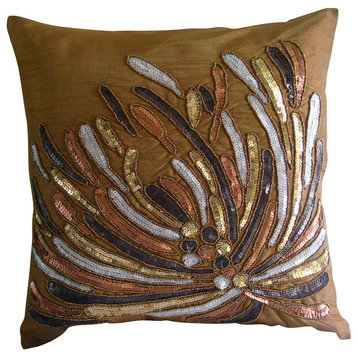 Gold Multicolor Sequins 14"x14" Silk Pillow Covers, Cracker