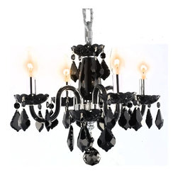 Transitional Glossy Black Crystal Mini Chandelier - Chandeliers