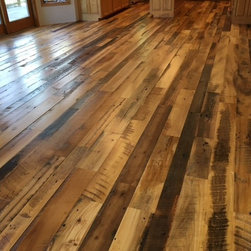 Reclaimed Mixed Hardwood Flooring in a Sunlit Dining Room - Hardwood Flooring