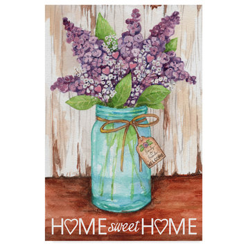 Melinda Hipsher 'Lilacs Home Sweet Home Jar' Canvas Art, 24"x16"