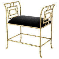 Gold Bamboo Bench | Eichholtz Bonita, black, 27"W x 17"D x 29"H