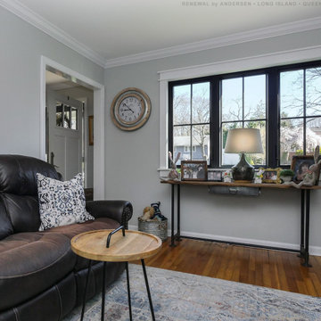New Black Windows in Wonderful Living Room - Renewal by Andersen Long Island, NY