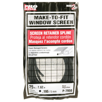 Screen Retainer Spline, 0.195", 25 ft., Black