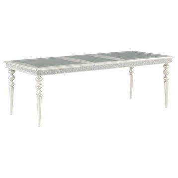 Bowery Hill Contemporary Dining Table with Extension Leaf in Platinum